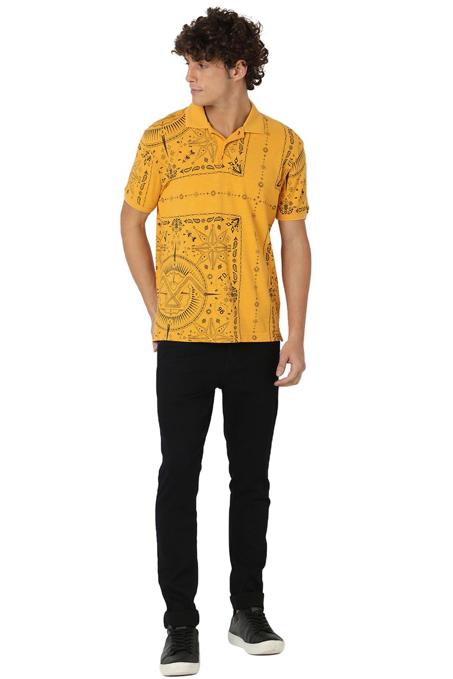 Mustard Bandana Print Polo