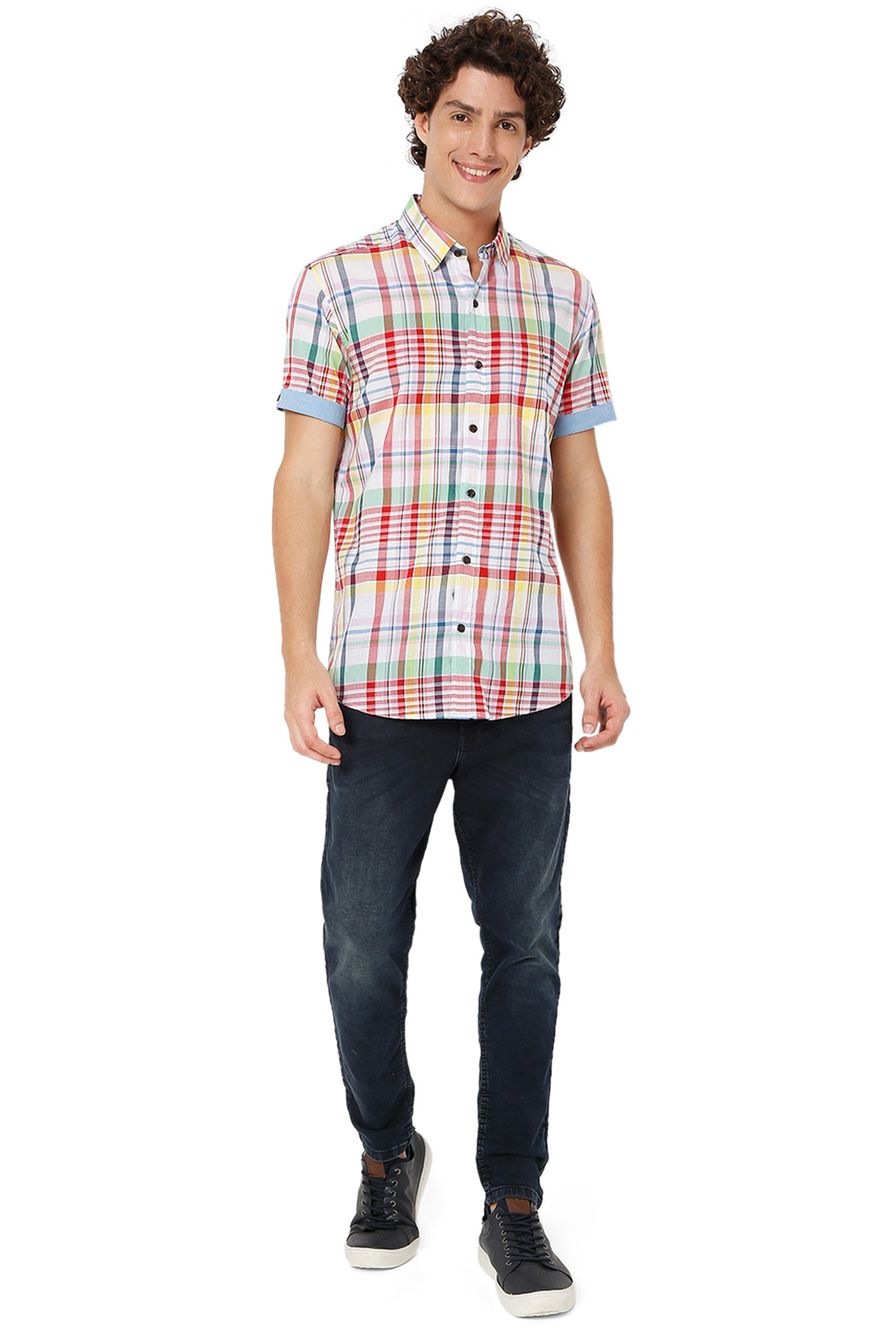 White & Multi Madras Check Shirt