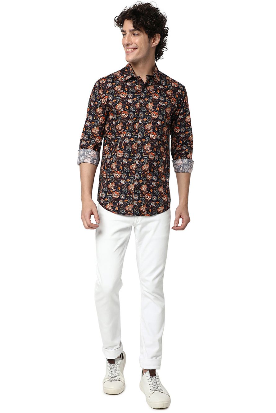 Navy & Rust Digital Print Shirt