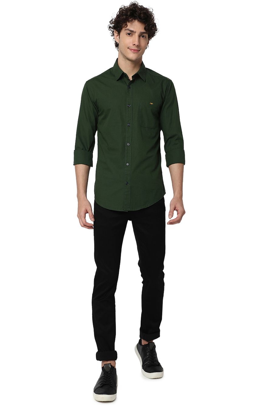 Green Slim Fit Casual Shirt