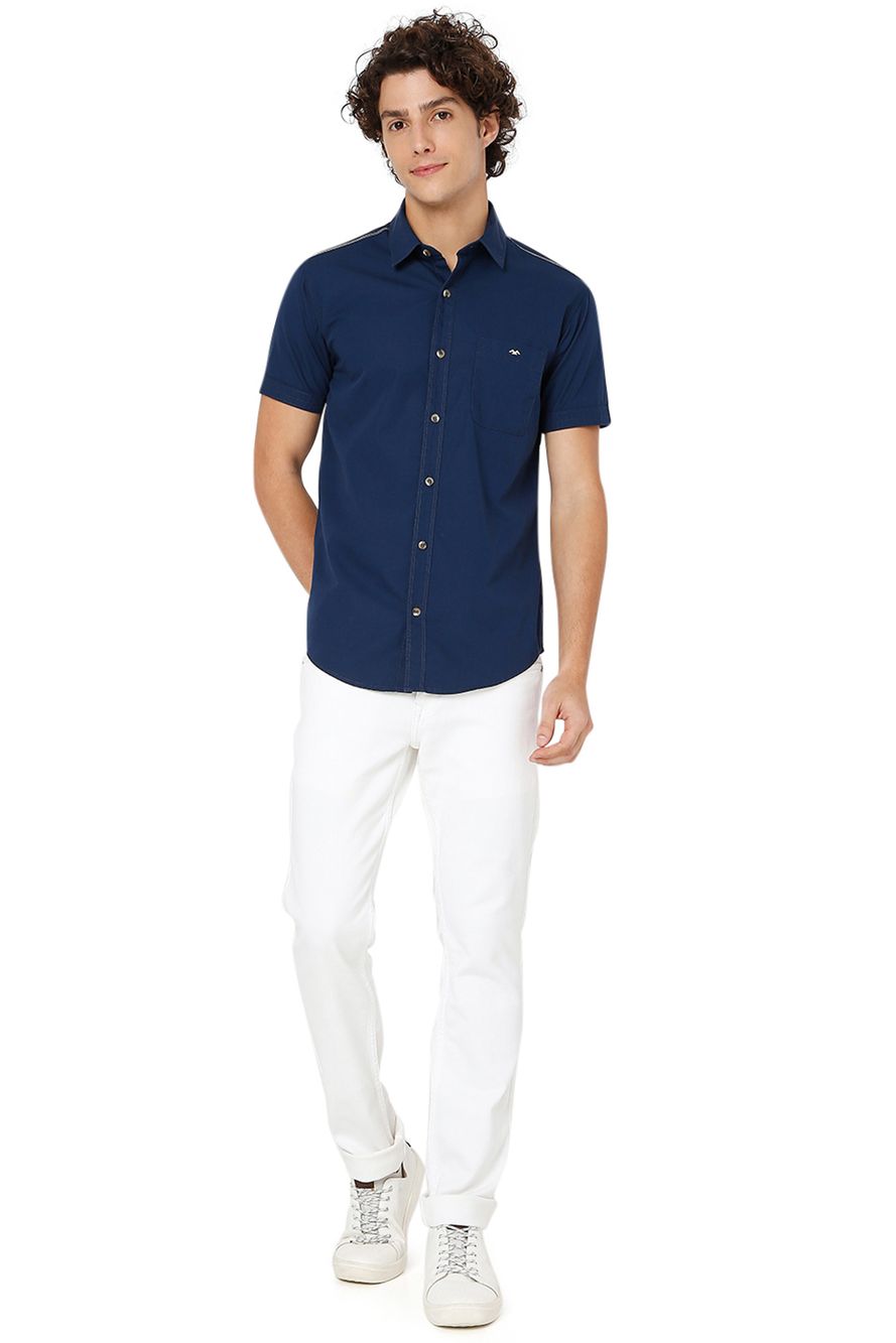 Navy Slim Fit Casual Shirt