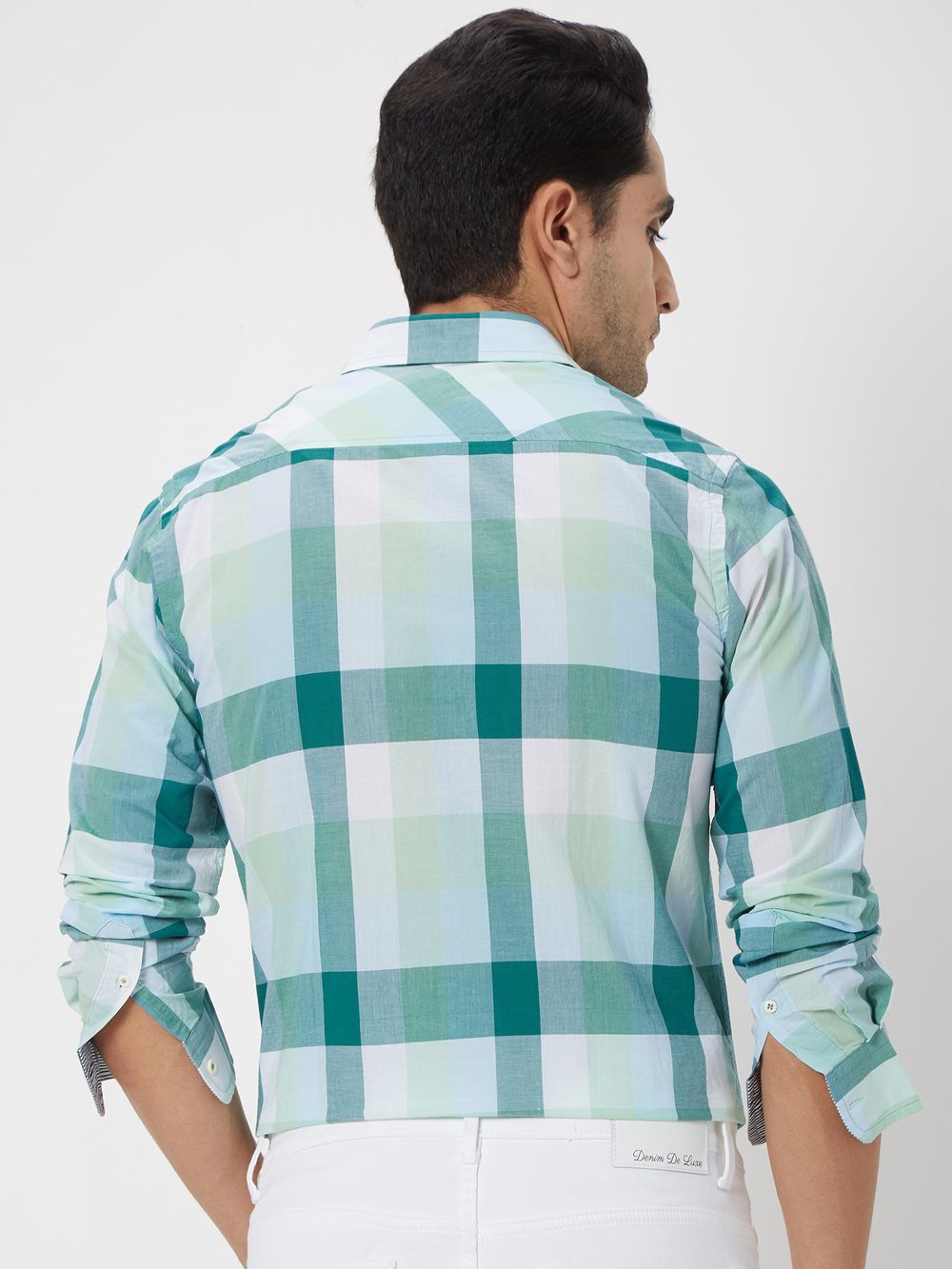 Light Green Check Slim Fit Casual Shirt