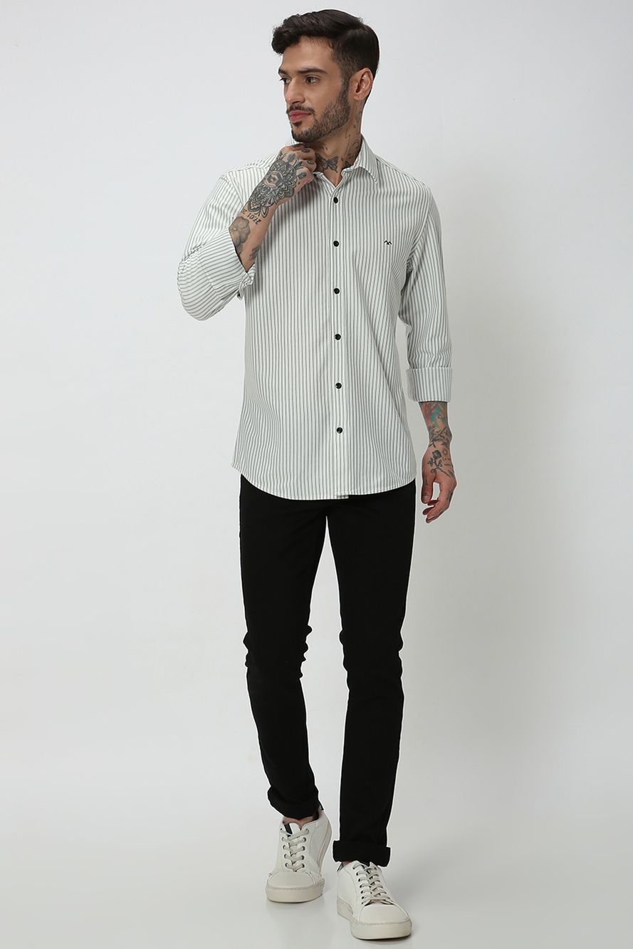 Off White & Black Pin Stripe Shirt