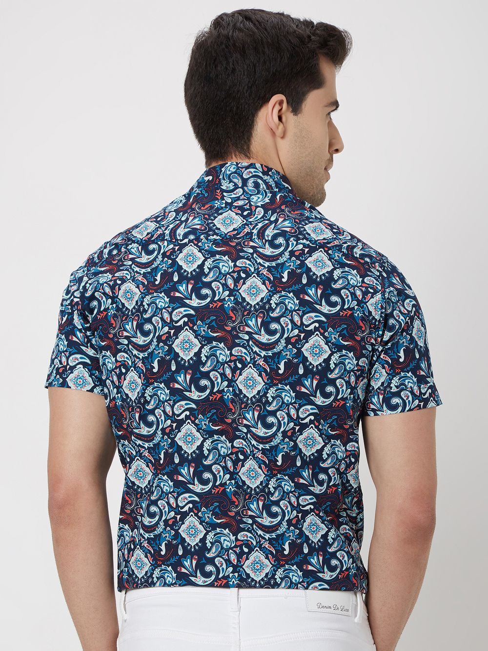 Navy & Multi Digital Print Slim Fit Casual Shirt
