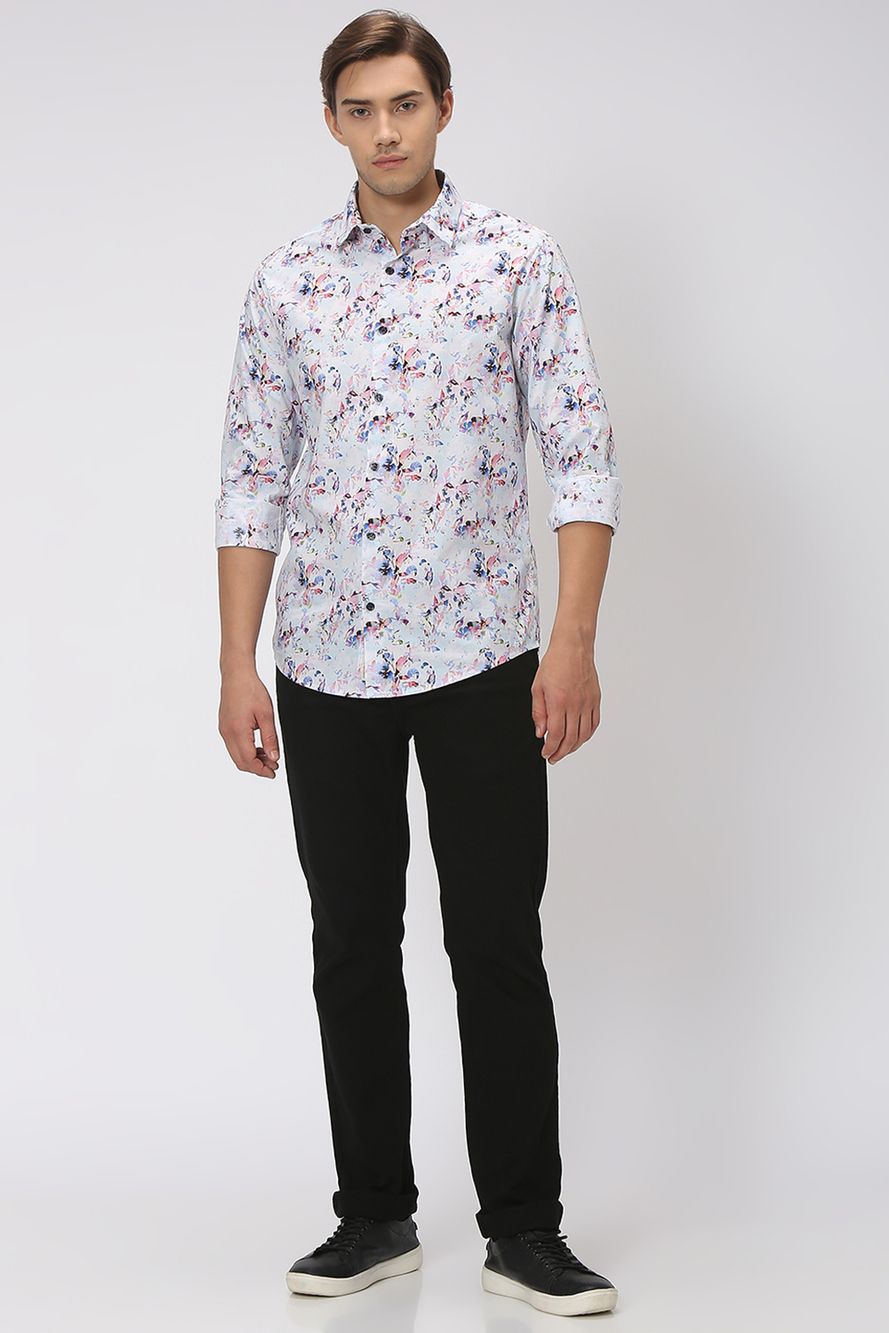 Light Blue & Multi Digital Print Shirt