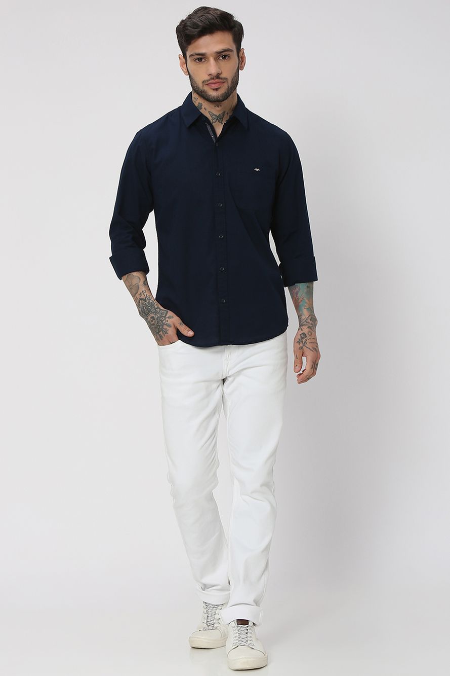 Navy Slim Fit Casual Shirt