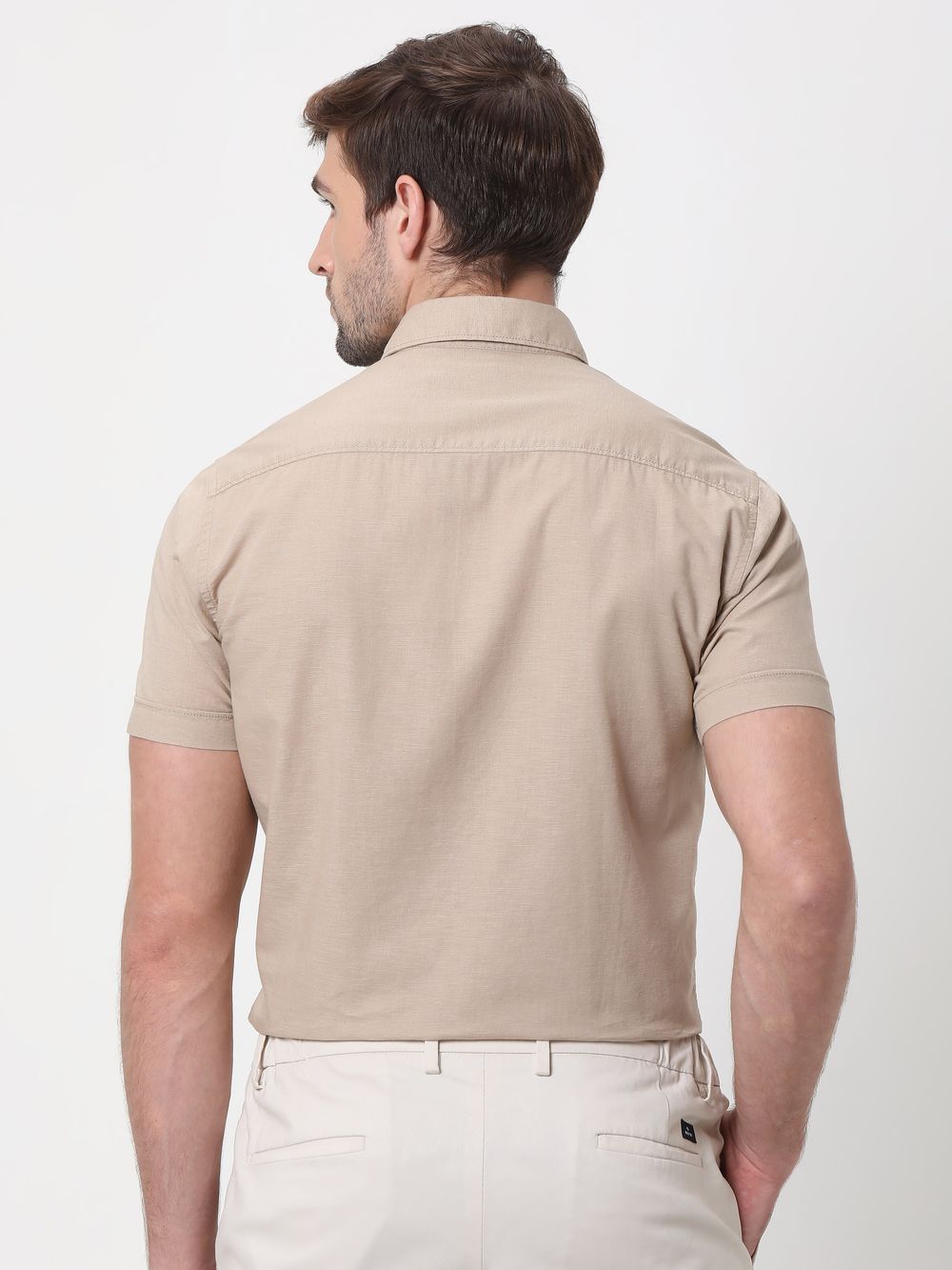 Light Khaki Slim Fit Casual Shirt