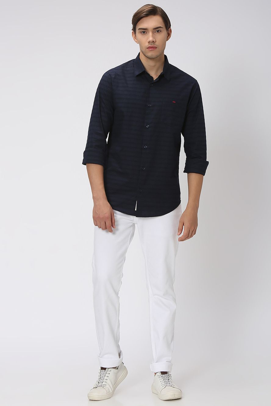 Navy & Textured Dobby Shirt