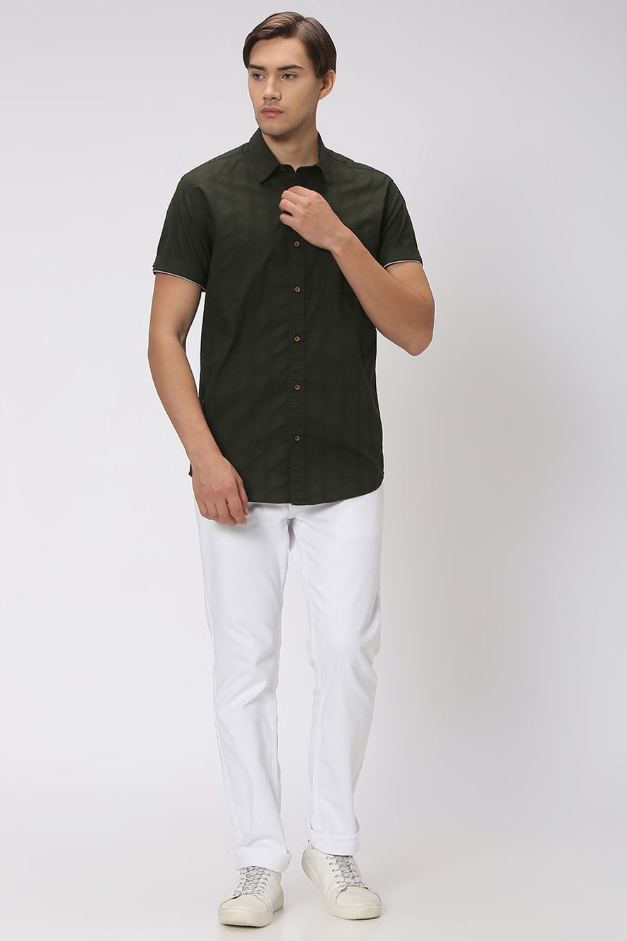 Green & Textured Dobby Shirt