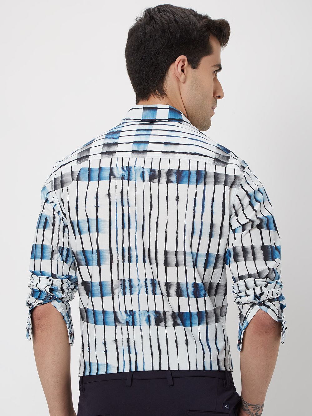 Blue & White Digital Print Shirt