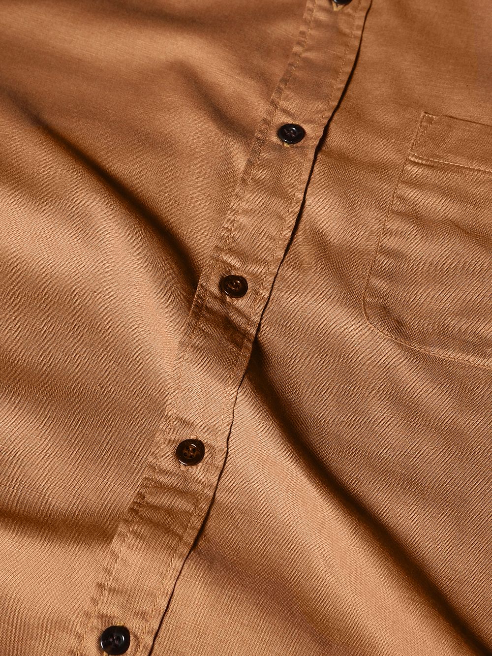 Khaki Cotton Linen Plain Shirt 
