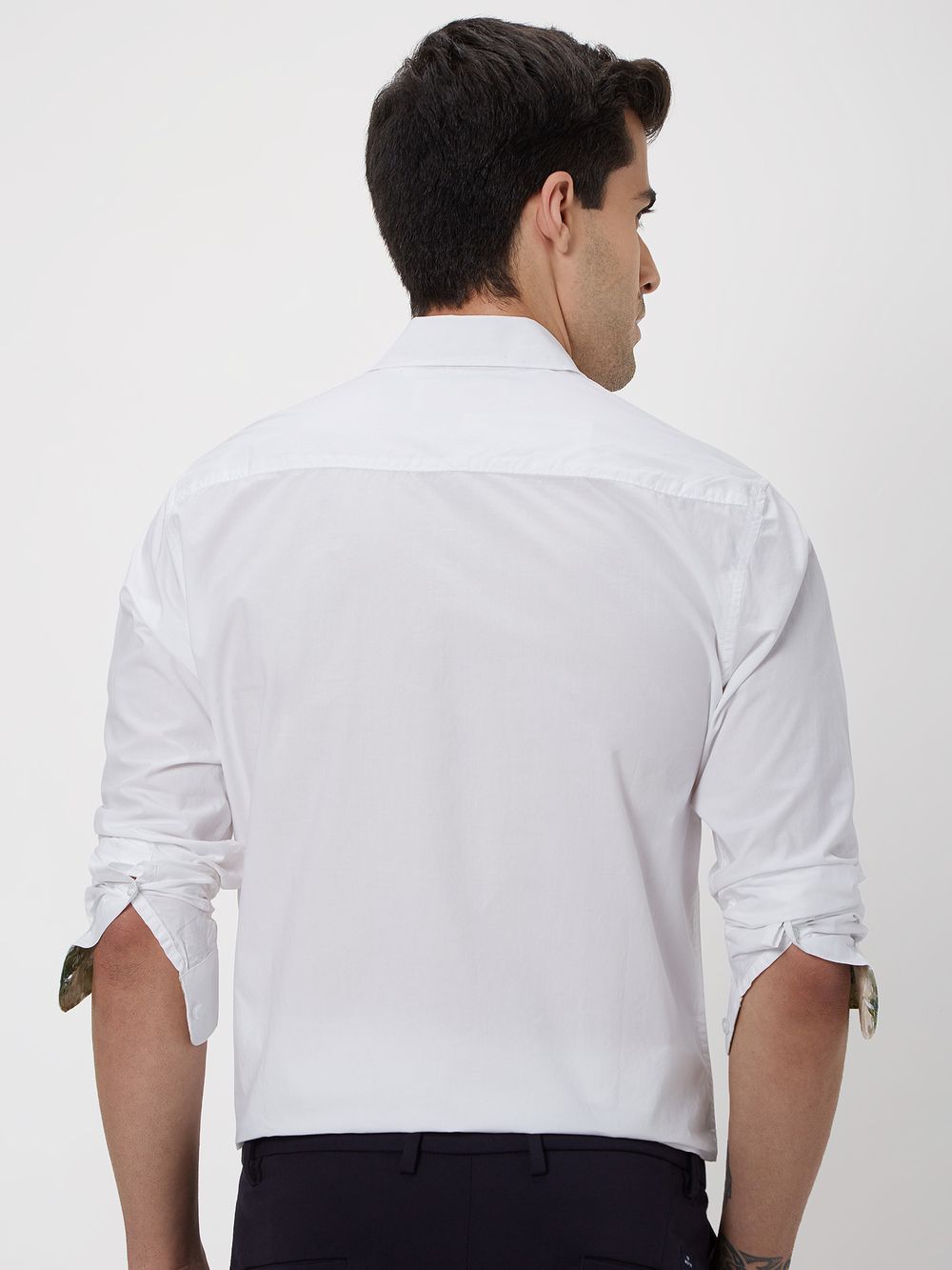 White Tactical Poplin Plain Shirt