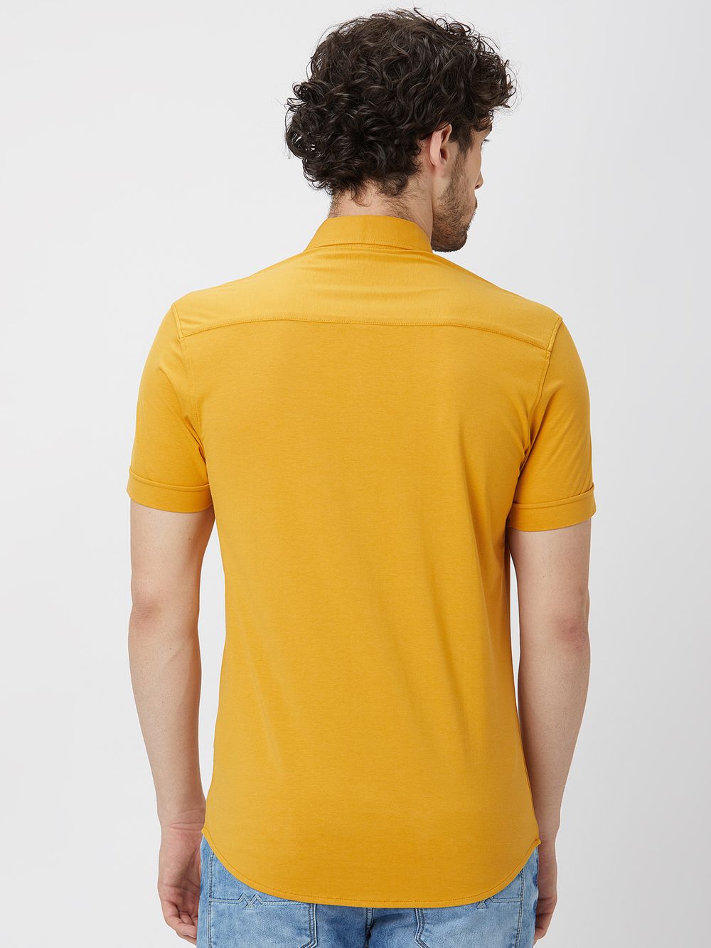 Mustard Stretch Plain Shirt