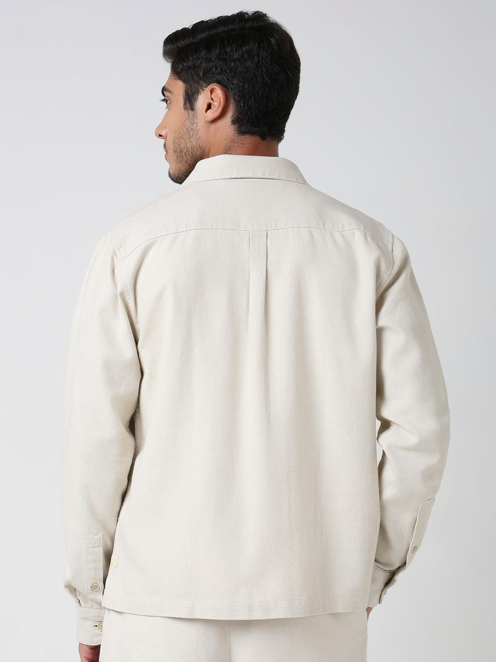 Beige Twill Oversized Fit Casual Shirt