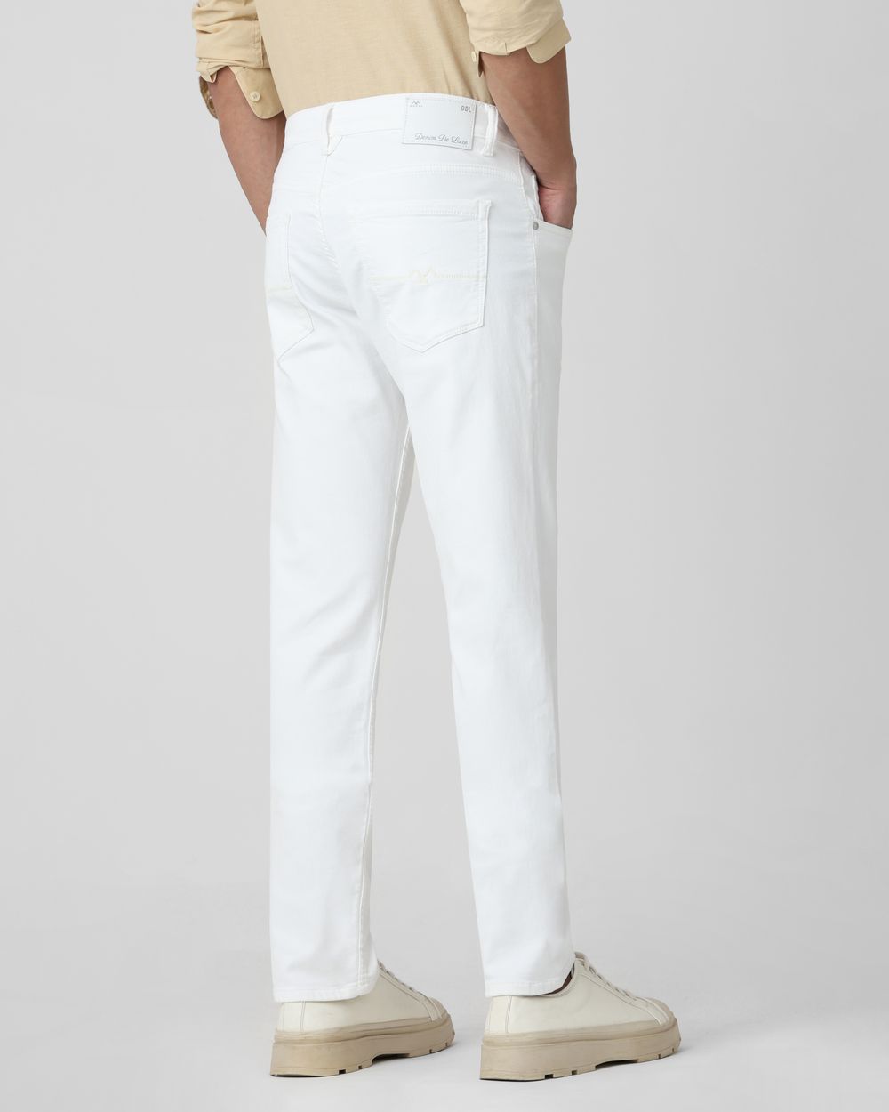 Buy White Straight Fit Denim Deluxe Stretch Jeans Online at Muftijeans