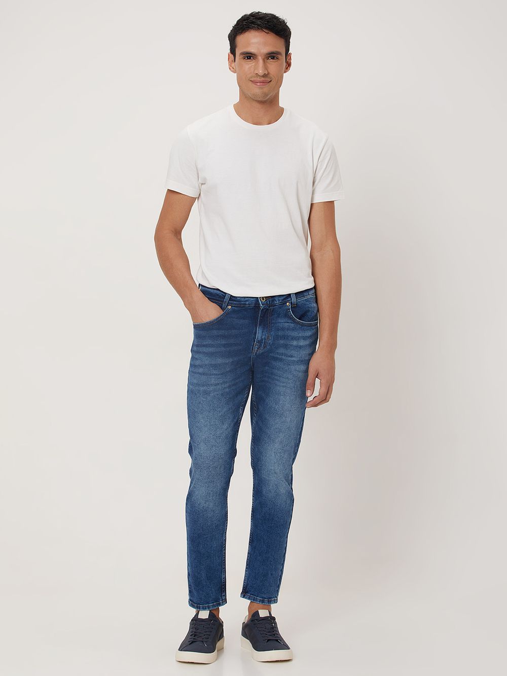 Mid Blue Ankle Length Originals Stretch Jeans