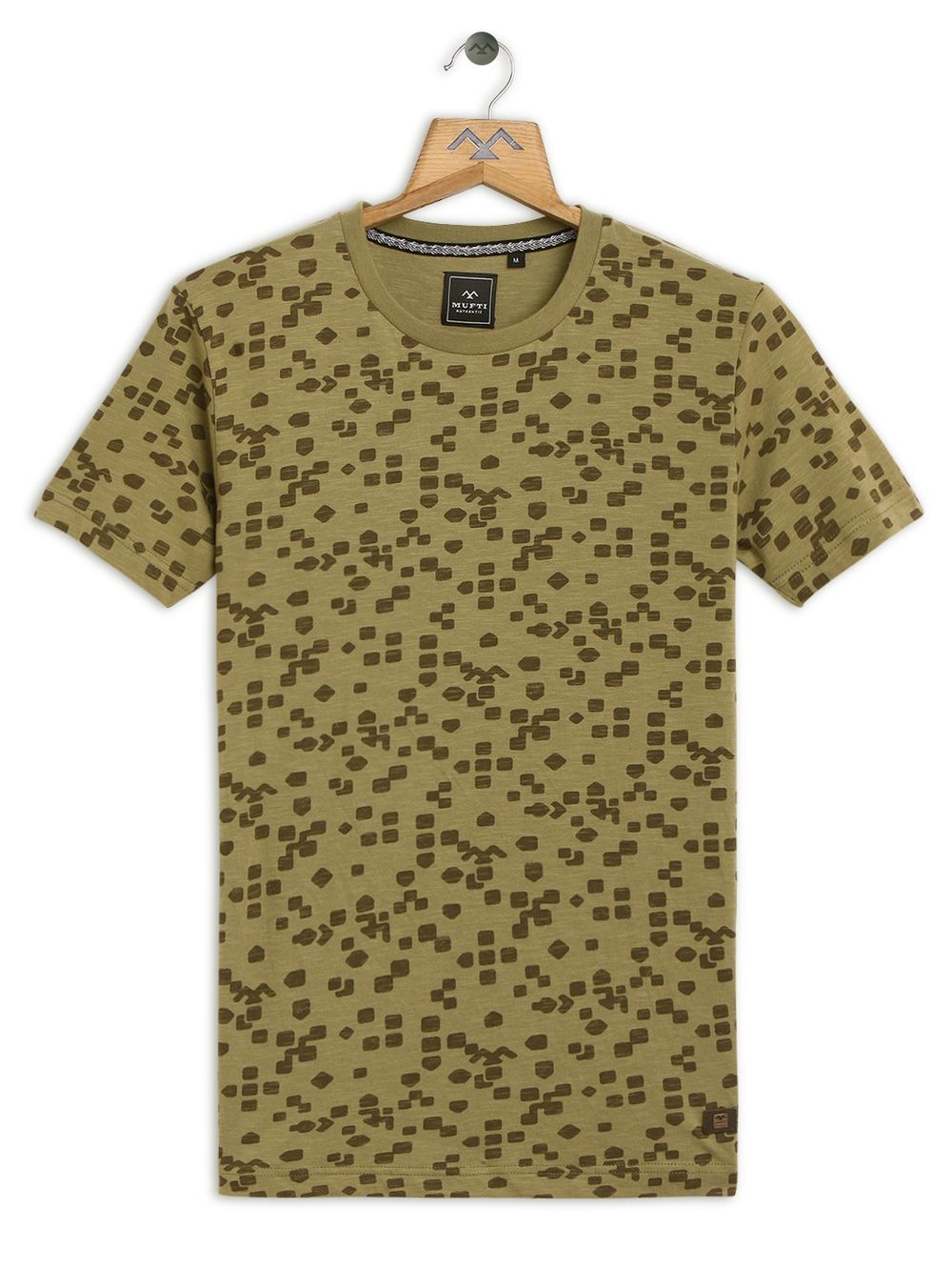 Light Olive Geometric Print T-Shirt