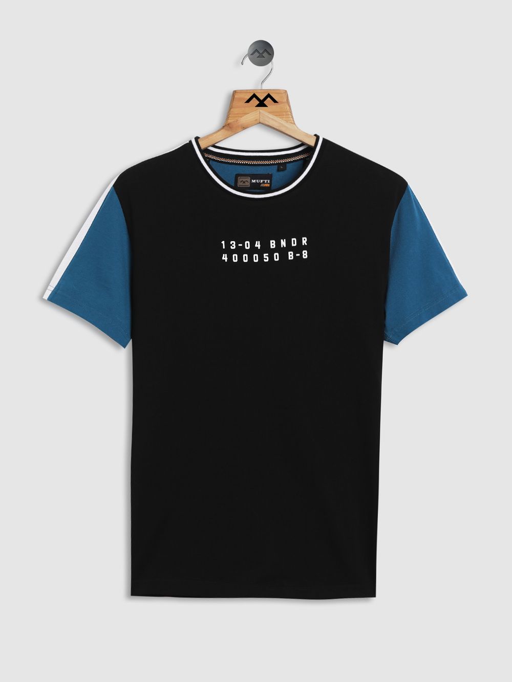 Black & Teal Cut & Sew Knitted Jersey T-Shirt