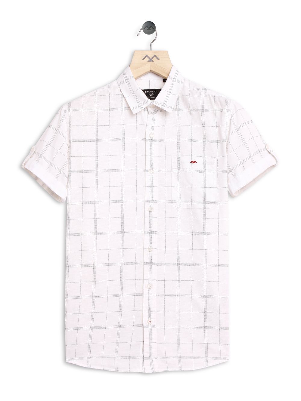 White & Black Cotton Linen Check Slim Fit Casual Shirt