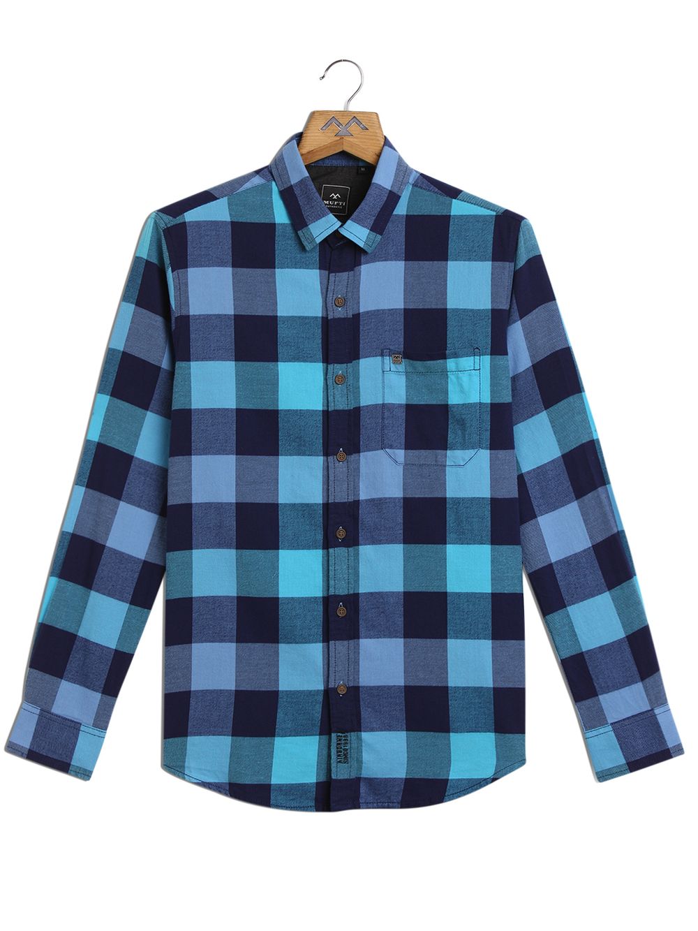 Turquoise & Navy Madras Check Slim Fit Casual Shirt