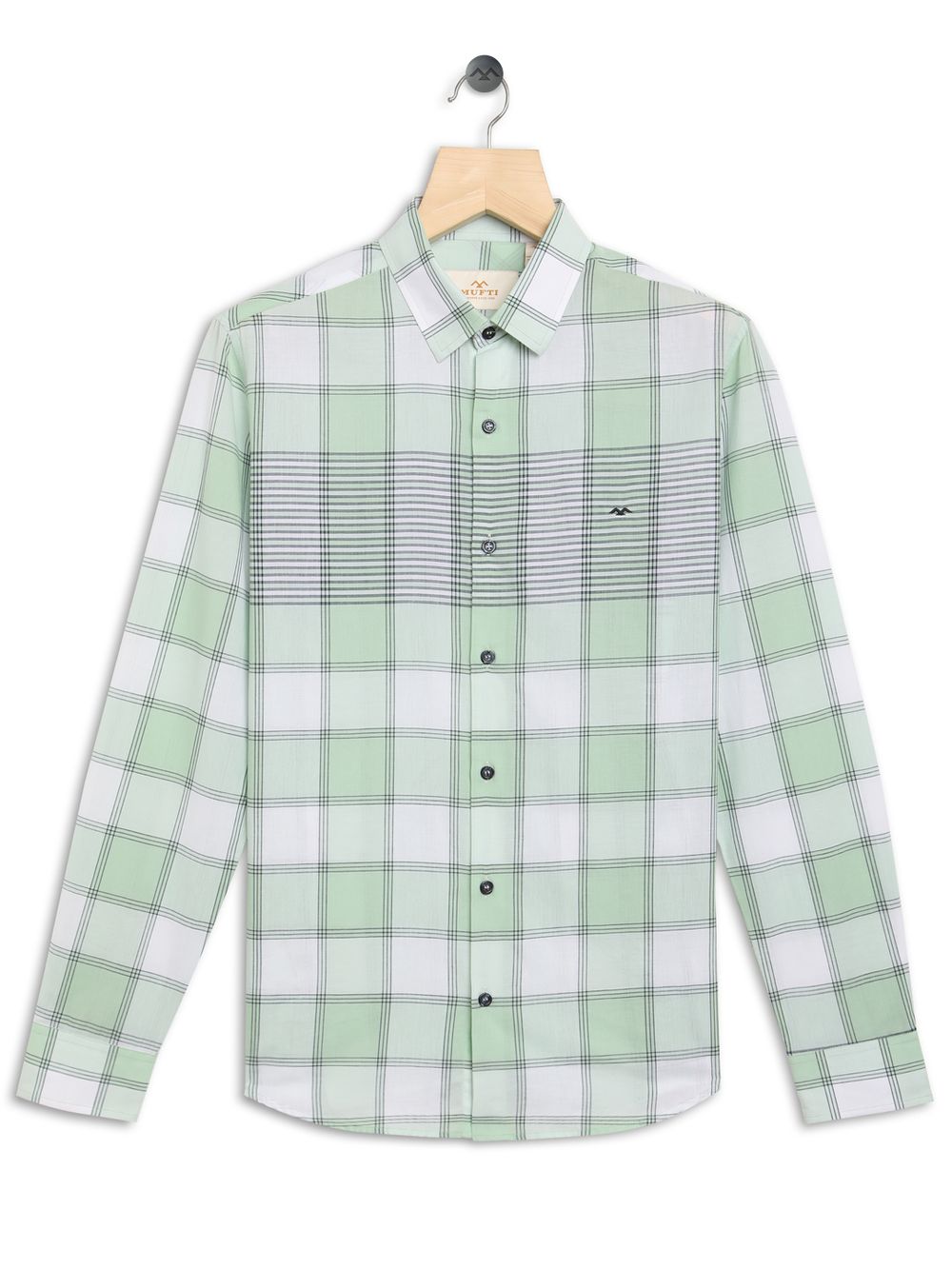 Light Green & White Placement Check Shirt