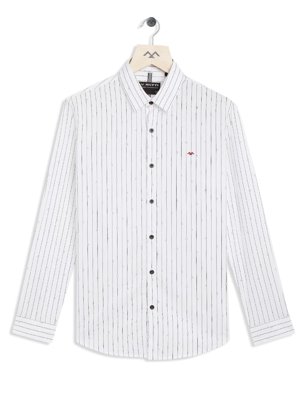 White & Black Printed Stripe Slim Fit Casual Shirt