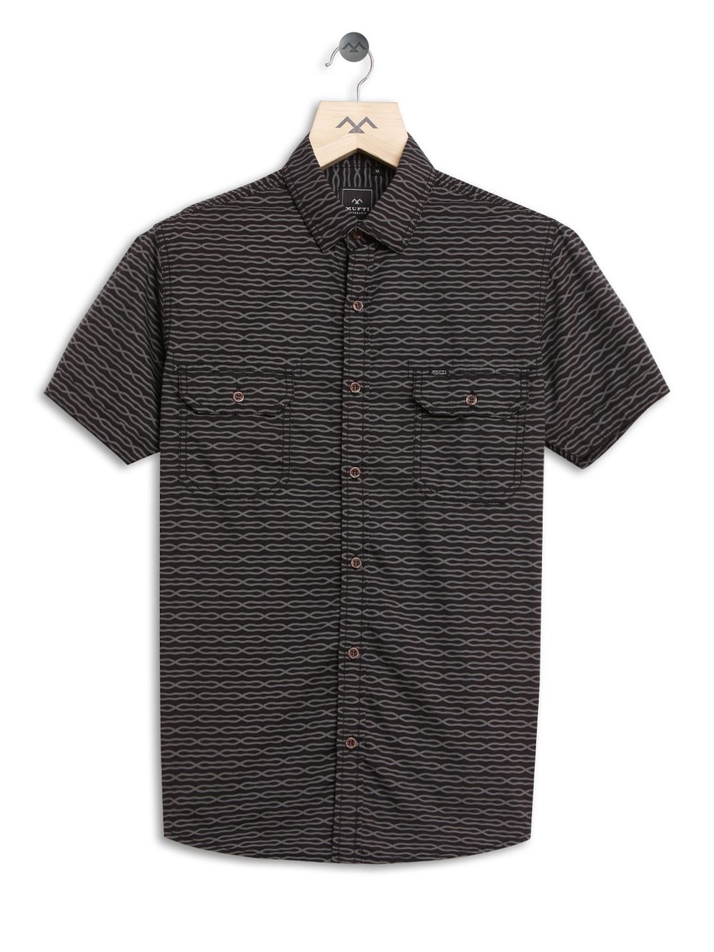 Black & Grey Tonal Print Slim Fit Casual Shirt