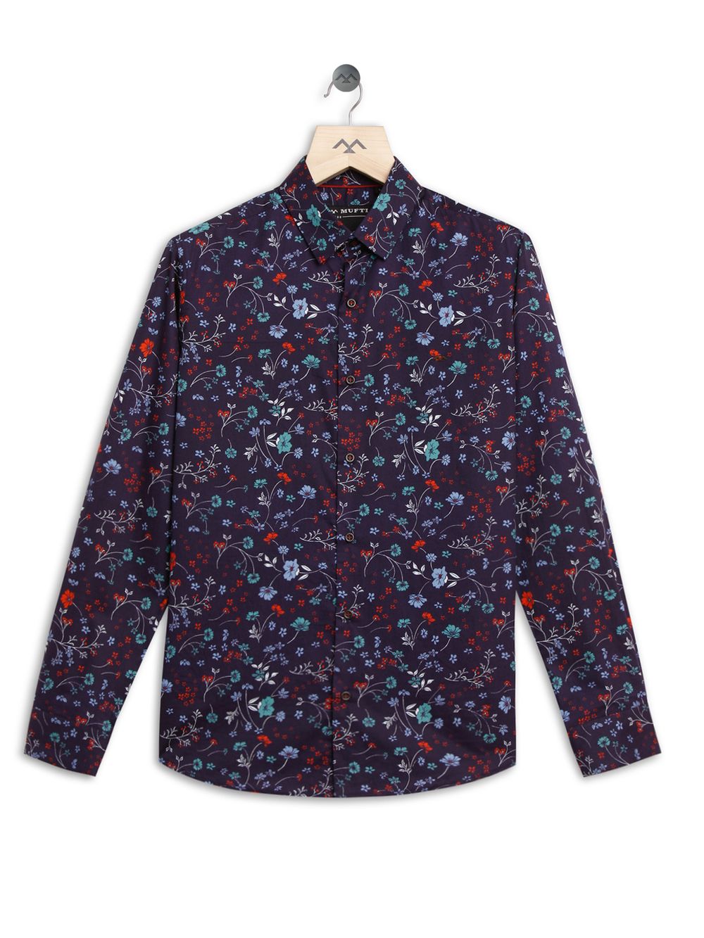 Navy & Multi Floral Print Shirt