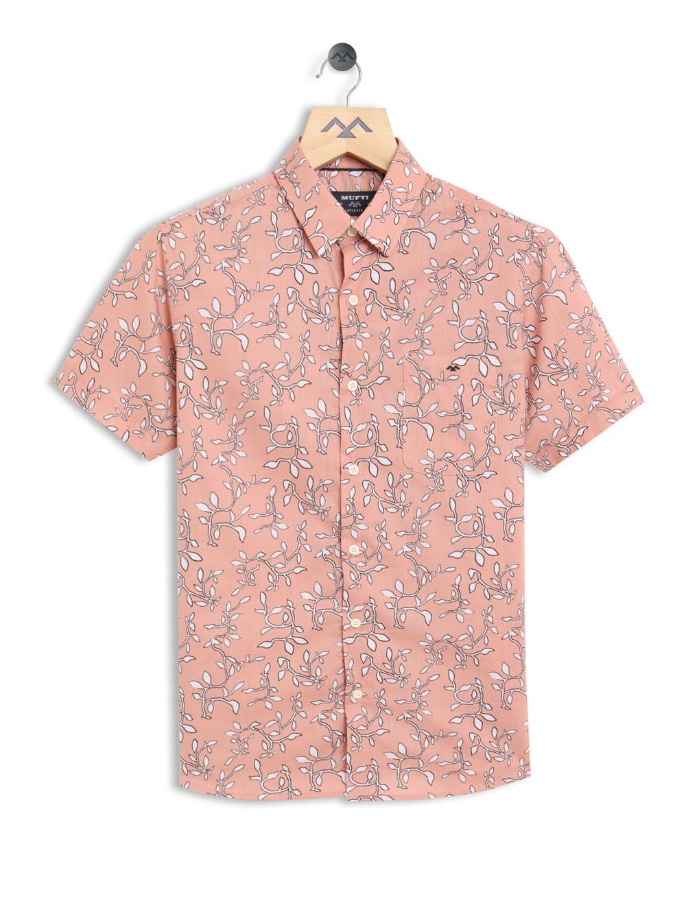 Peach & White Trellis Print Shirt