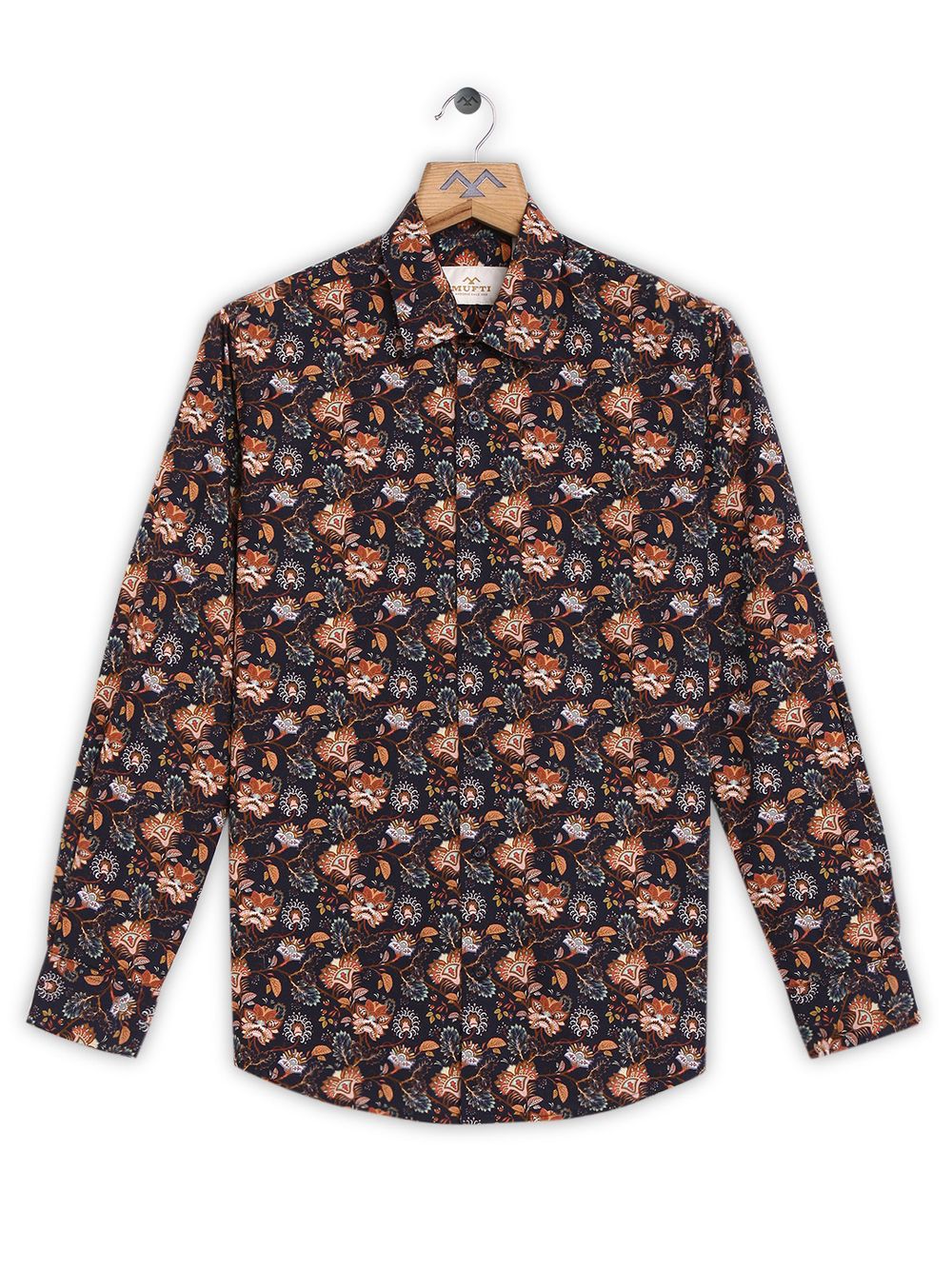 Navy & Rust Digital Print Shirt