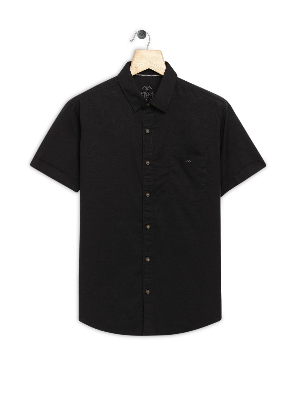 Black Cotton Linen Slim Fit Casual Shirt