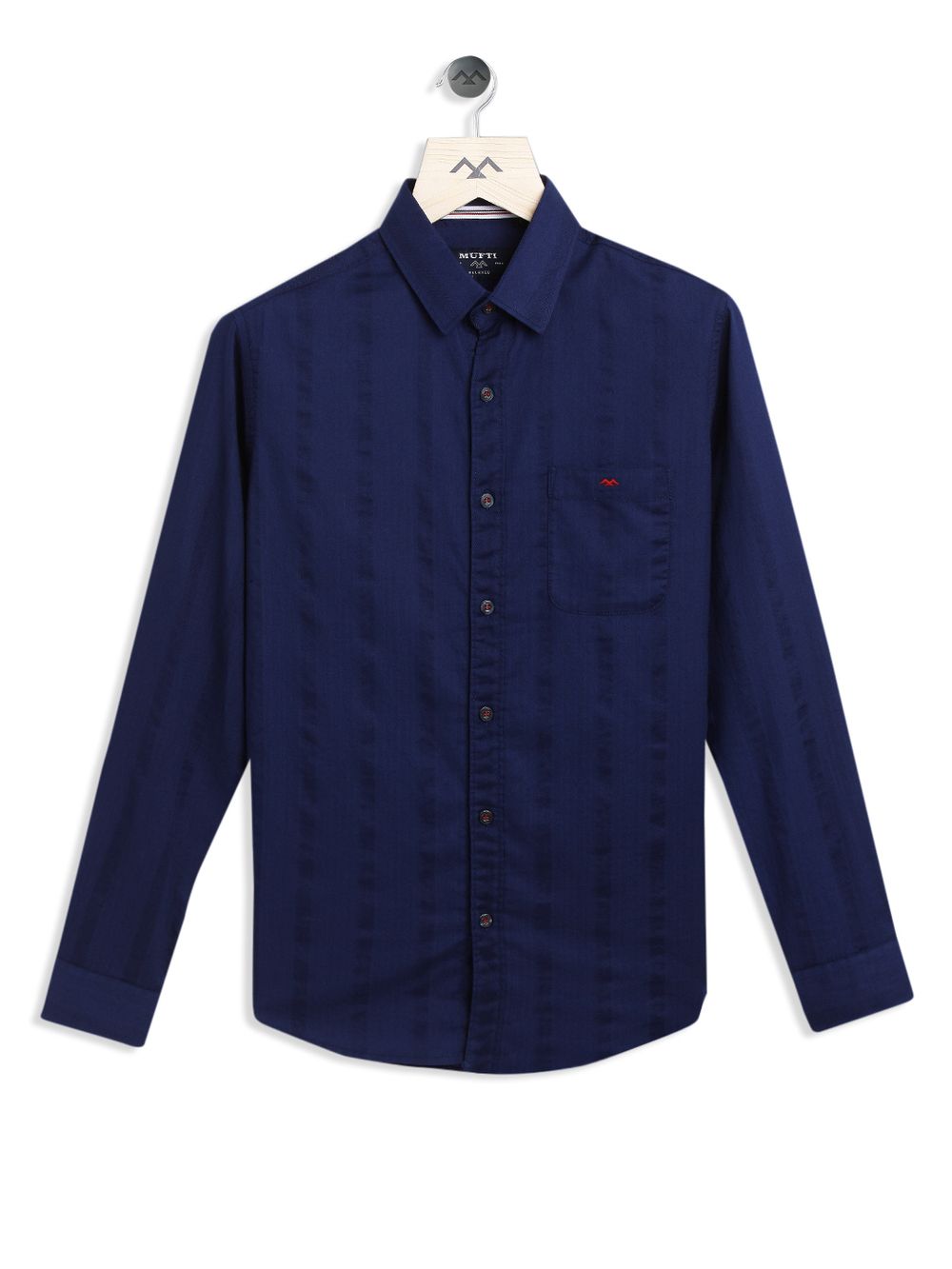 Navy Dobby Slim Fit Casual Shirt