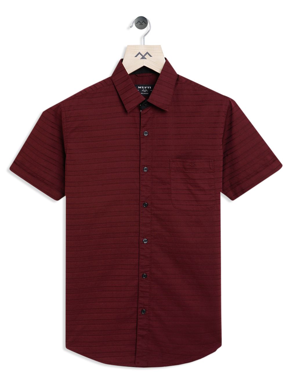 Maroon Dobby Slim Fit Casual Shirt