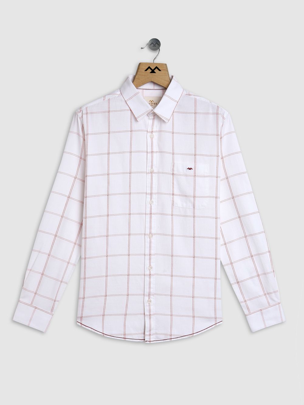 Red & White Printed Check Shirt