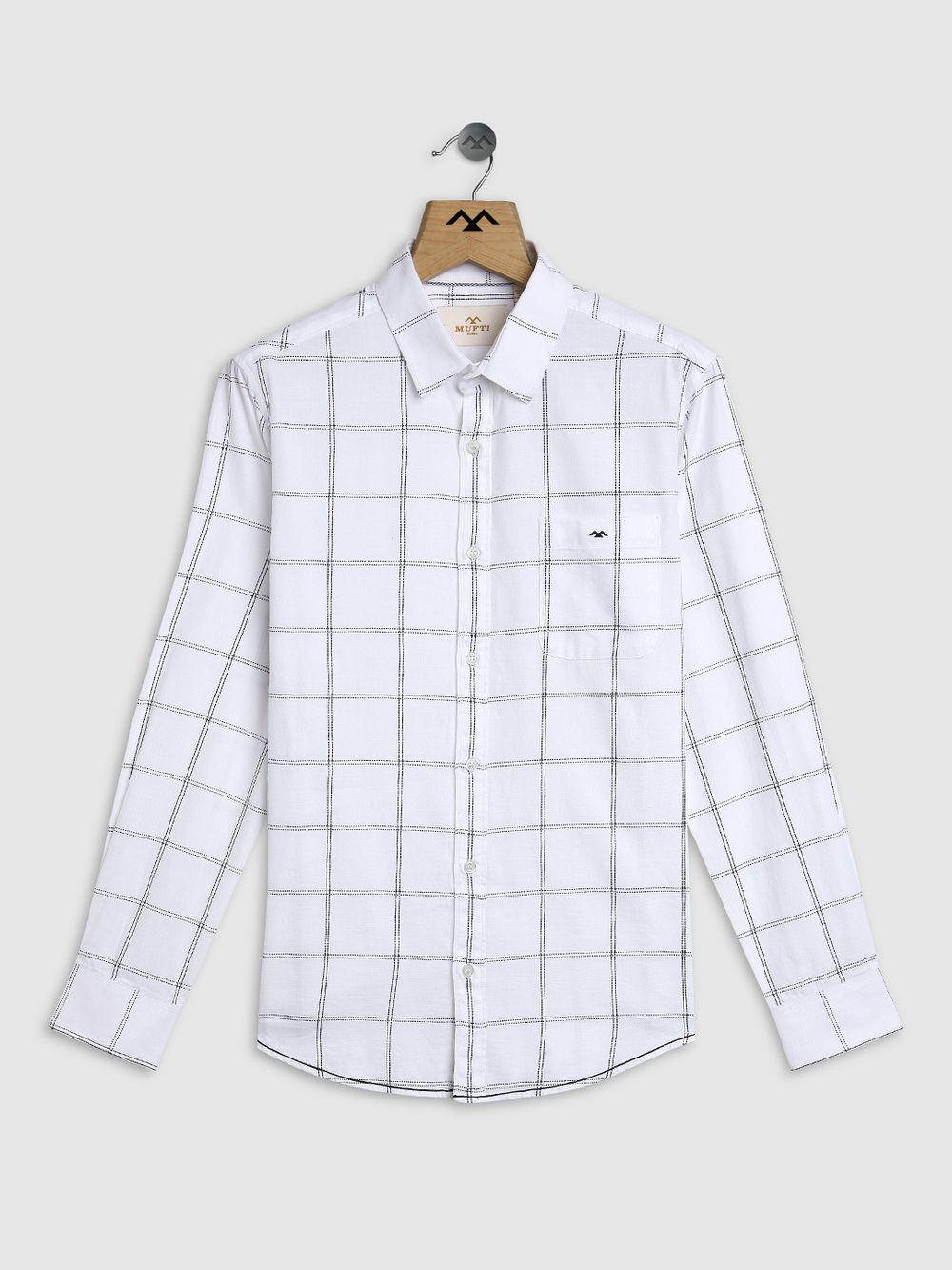 Navy & White Printed Check Shirt