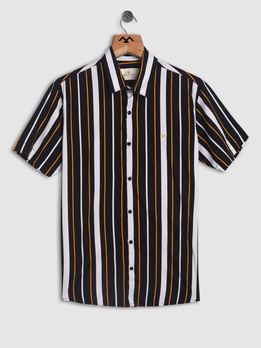 Black & Yellow Resort Stripe Slim Fit Casual Shirt