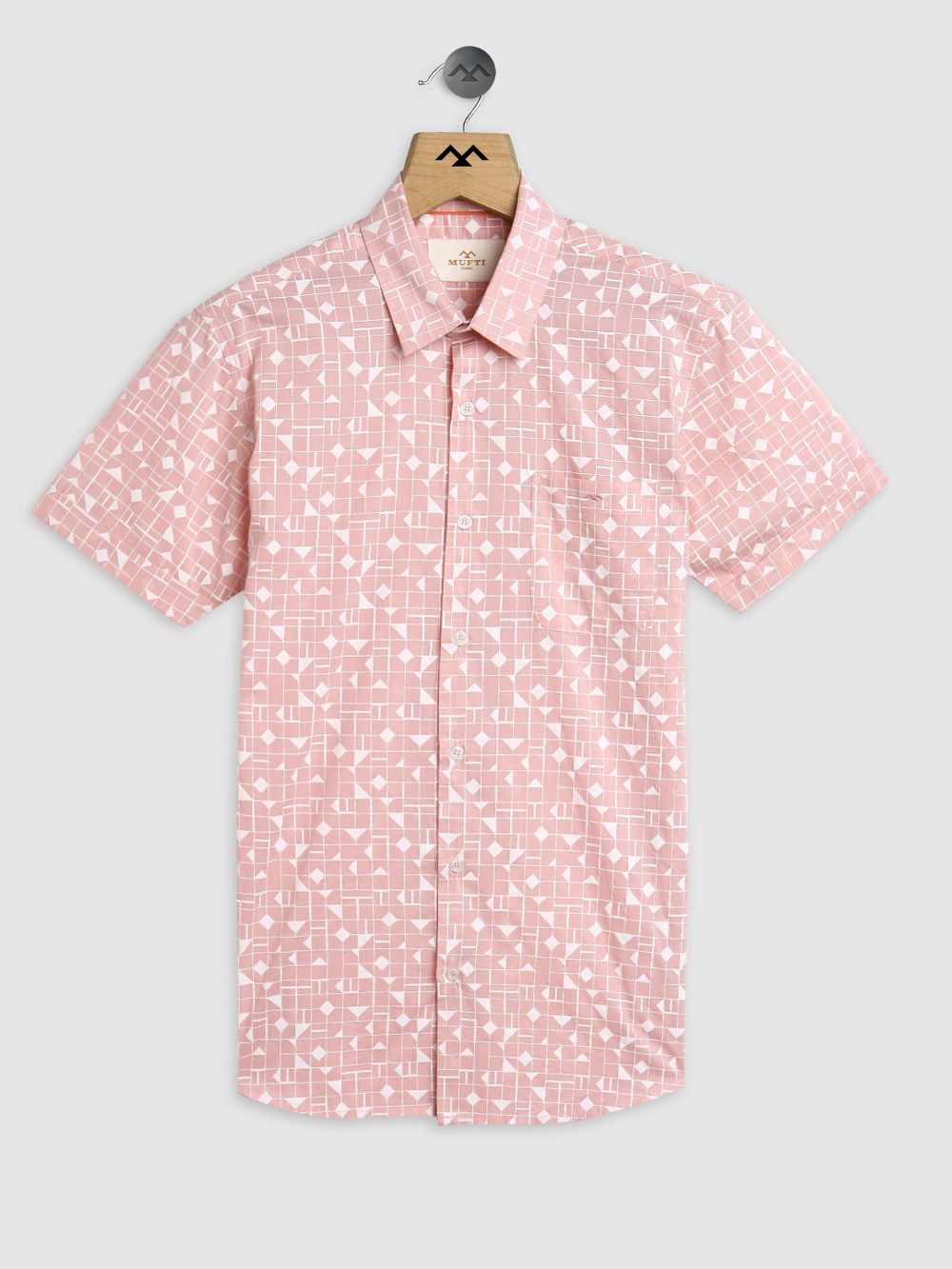 Pastel Pink & White Geometric Print Shirt