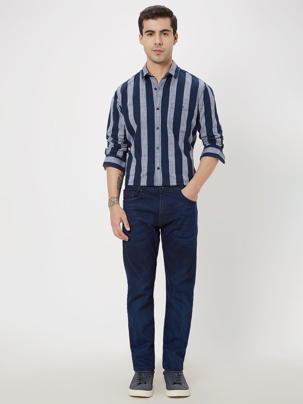 Navy & White Awning Stripe Shirt