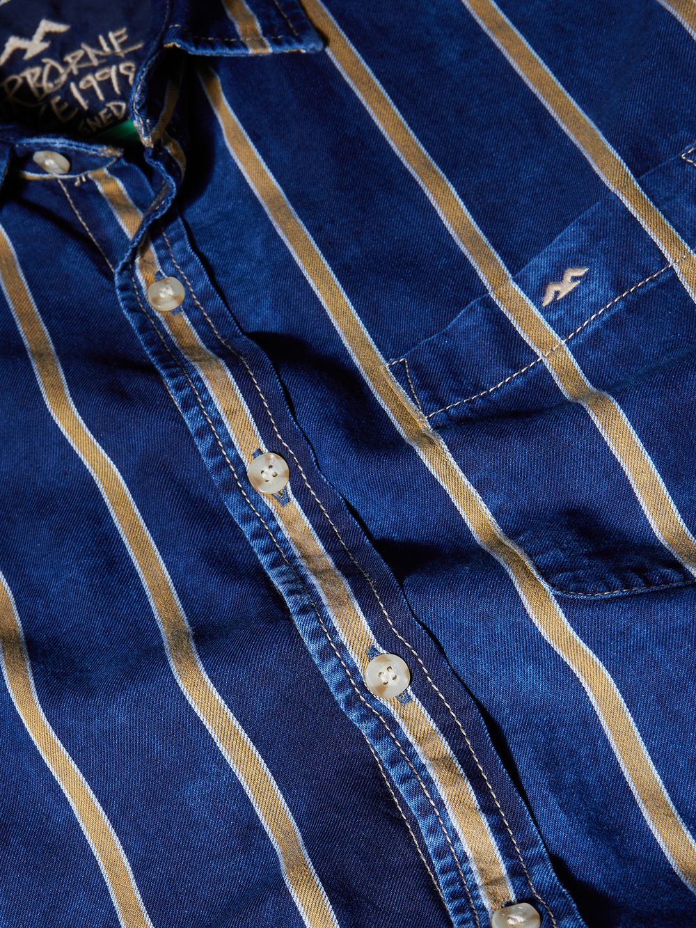 Indigo Blue Denim Stripe Slim Fit Casual Shirt