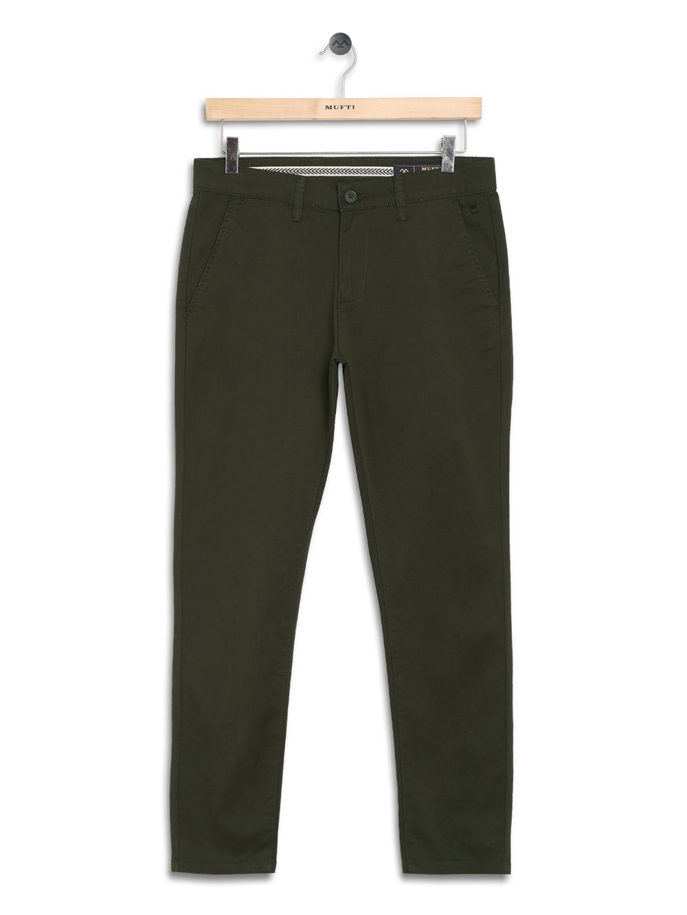 Olive Ankle Length Stretch Chinos