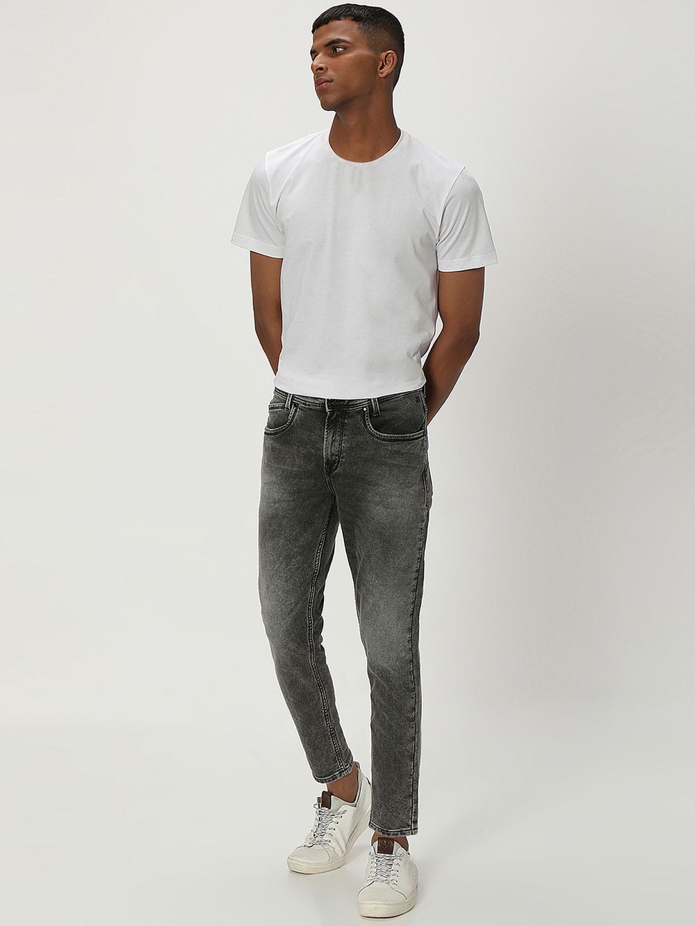 Grey Ankle Length Denim Deluxe Stretch Jeans