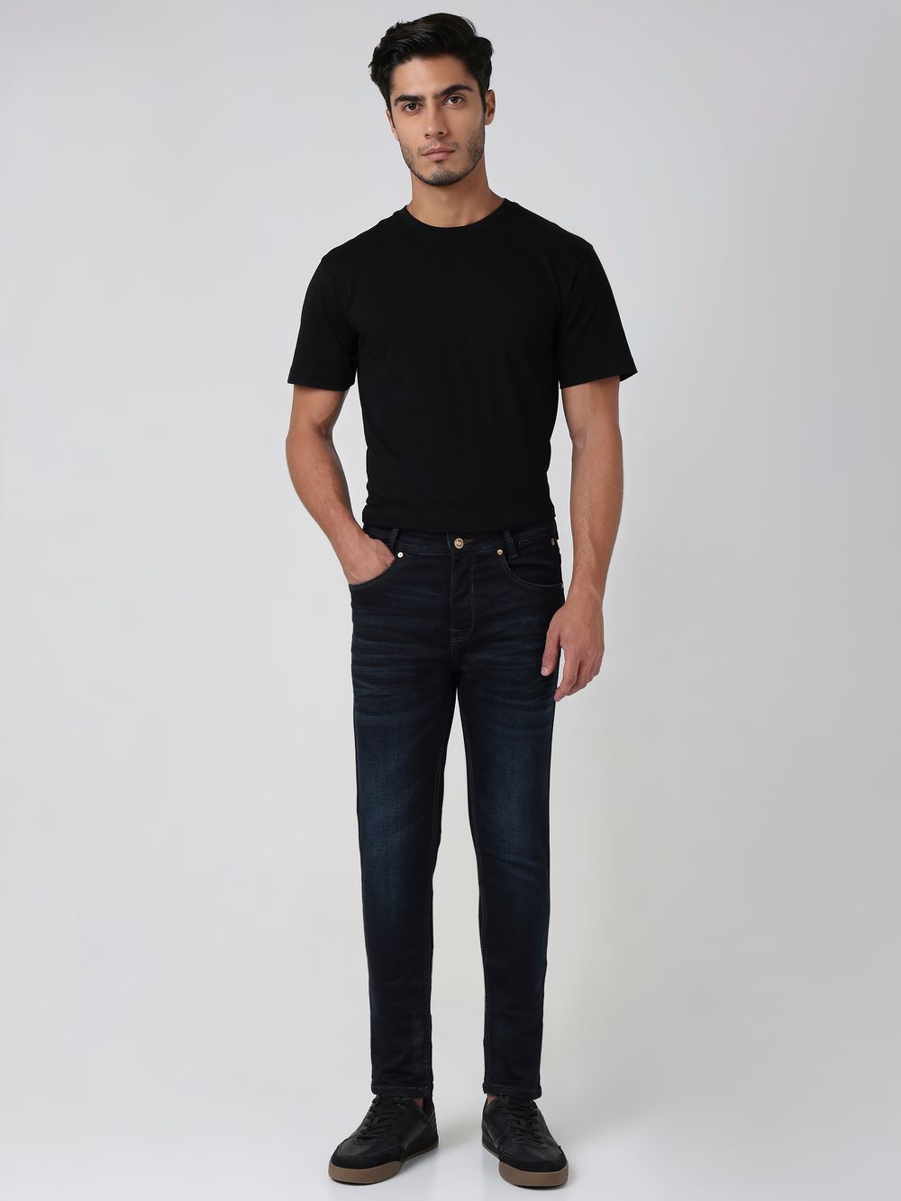 Blue Black Skinny Fit Denim Deluxe Stretch Jeans