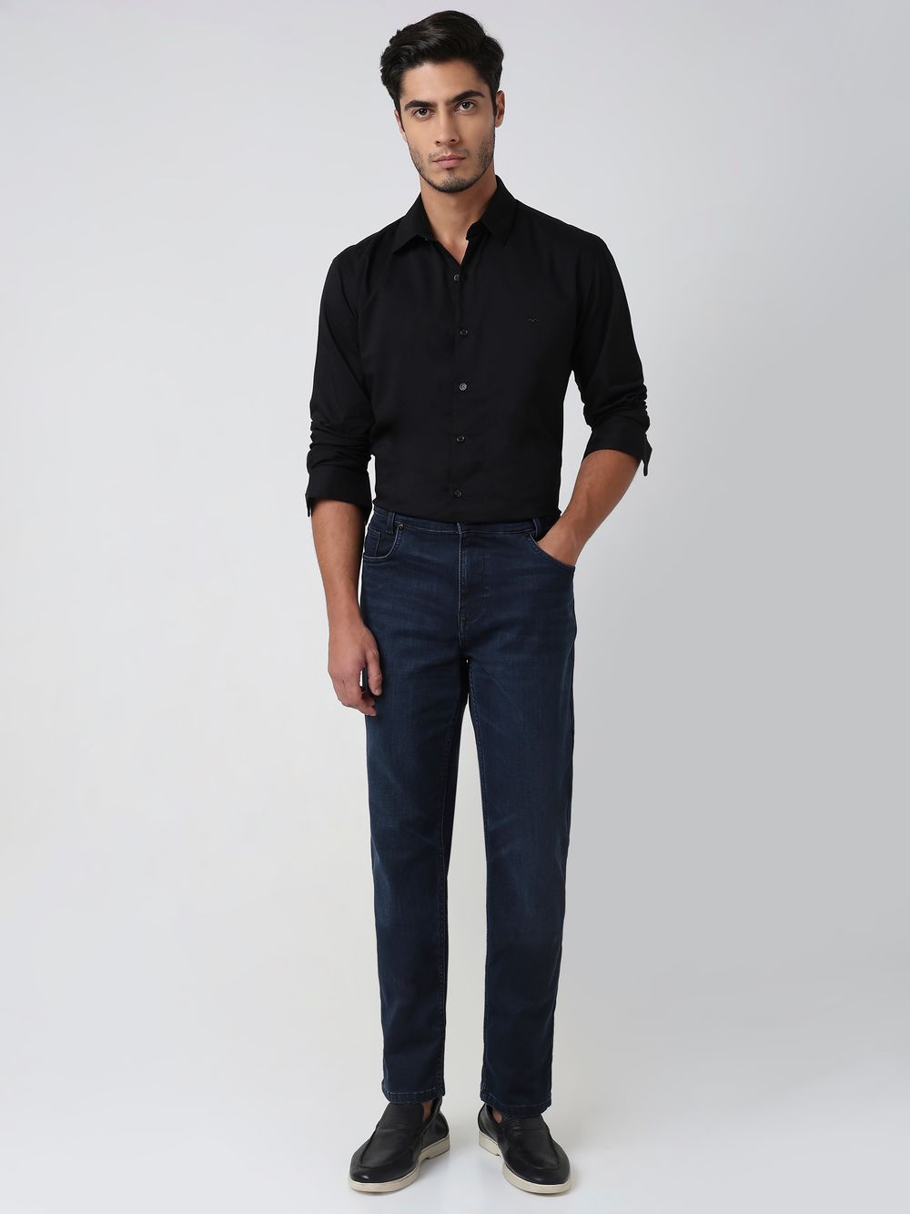 Blue Black Narrow Fit Denim Deluxe Stretch Jeans