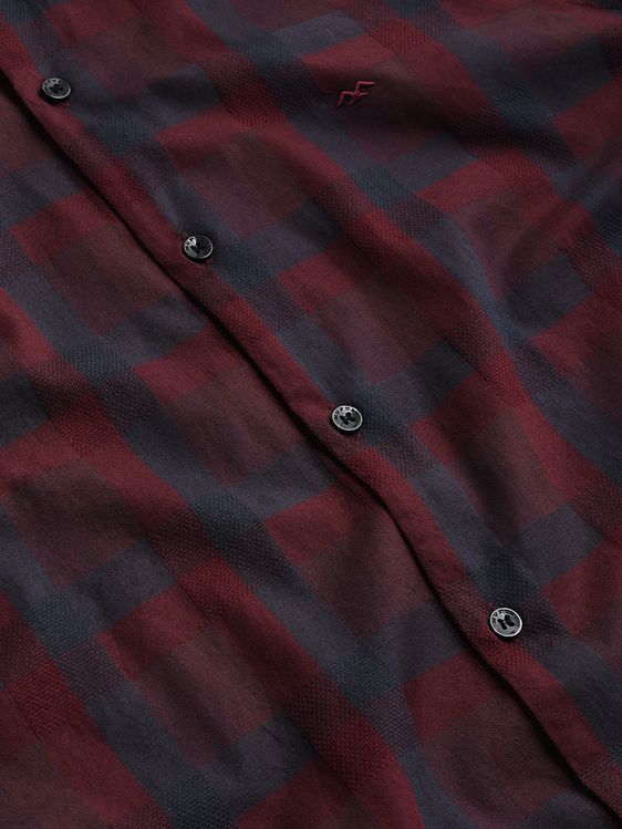 Buy Maroon Large Check Slim Fit Casual Shirt Online at
