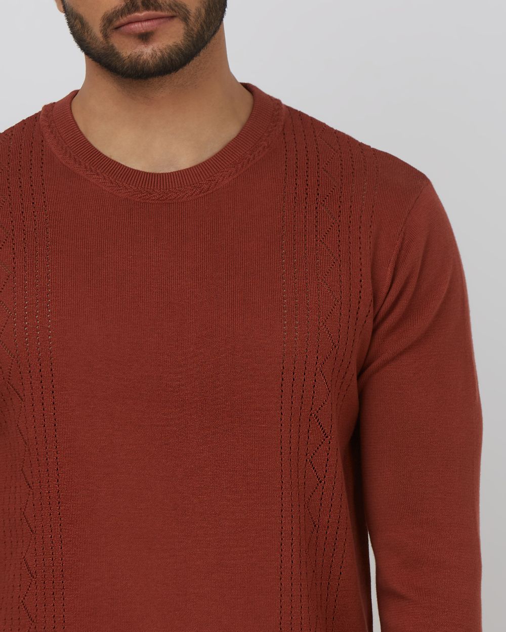 Rust Textured Slim Fit Flatknit