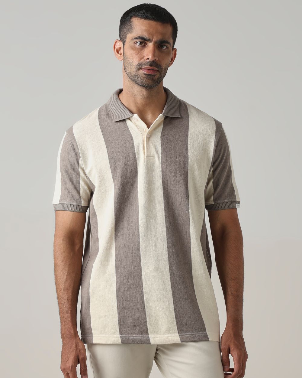 Grey Awning Stripe Polo