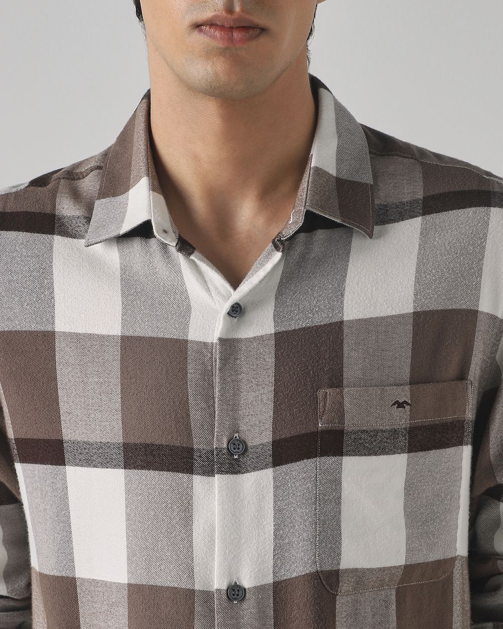 Brown Flannel Check Slim Fit Casual Shirt