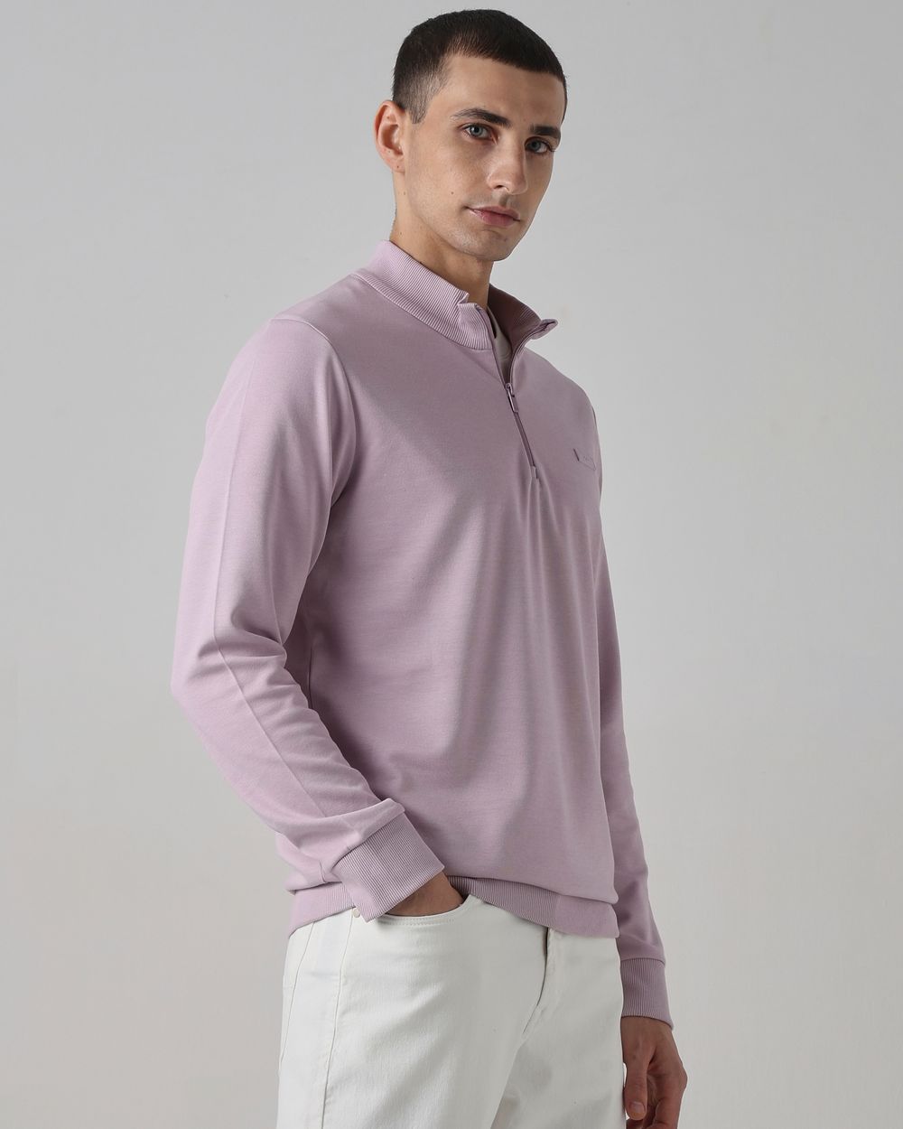 Lilac Funnel Neck Slim Fit Sweatshirt
