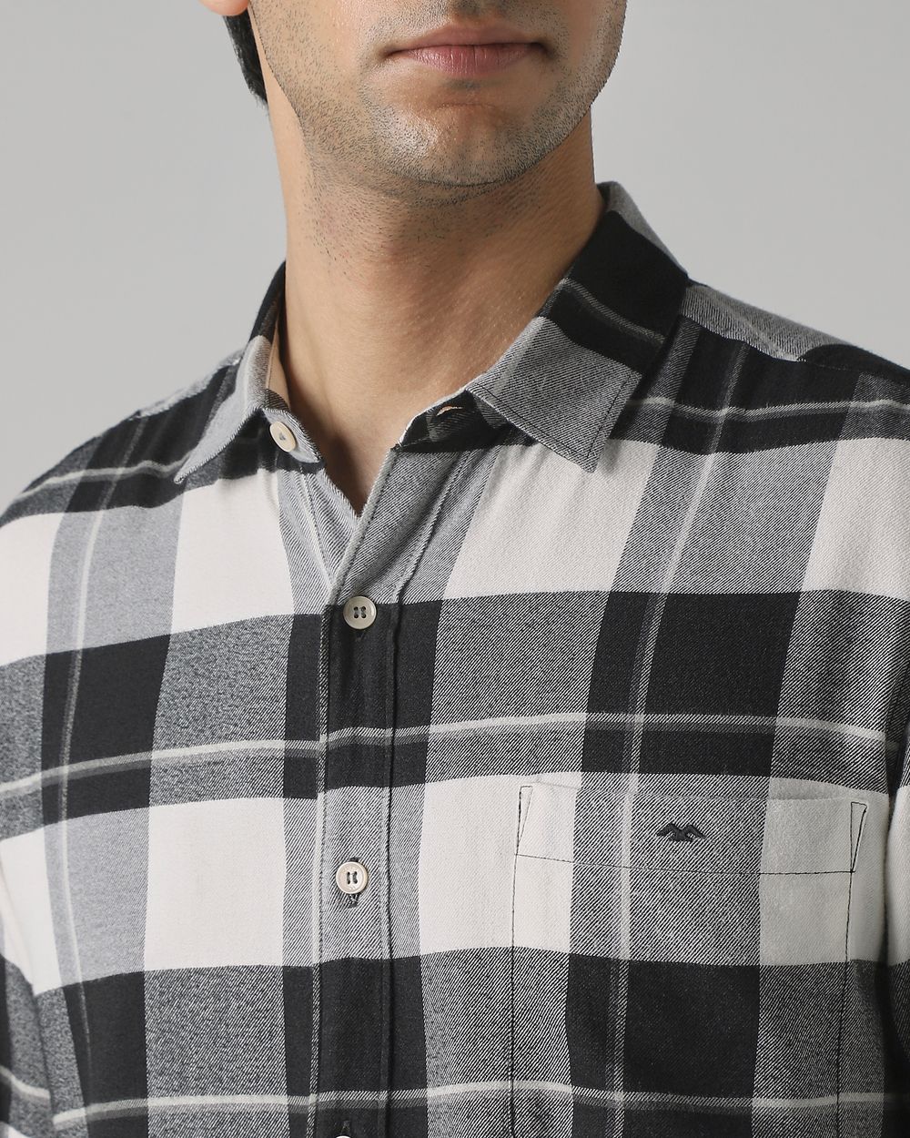 Charcoal Flannel Check Slim Fit Casual Shirt