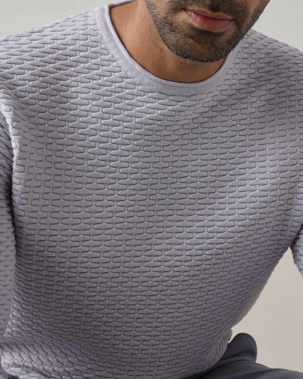 Lilac Textured Slim Fit Flatknit